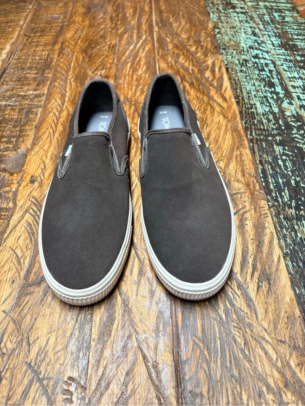 Toms Nubuck Leather Chocolate Brown Slip On Comfort Loafers Mens Size 10